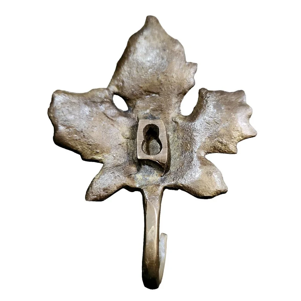 Vintage Brass Maple Leaf Wall Hook 4.5